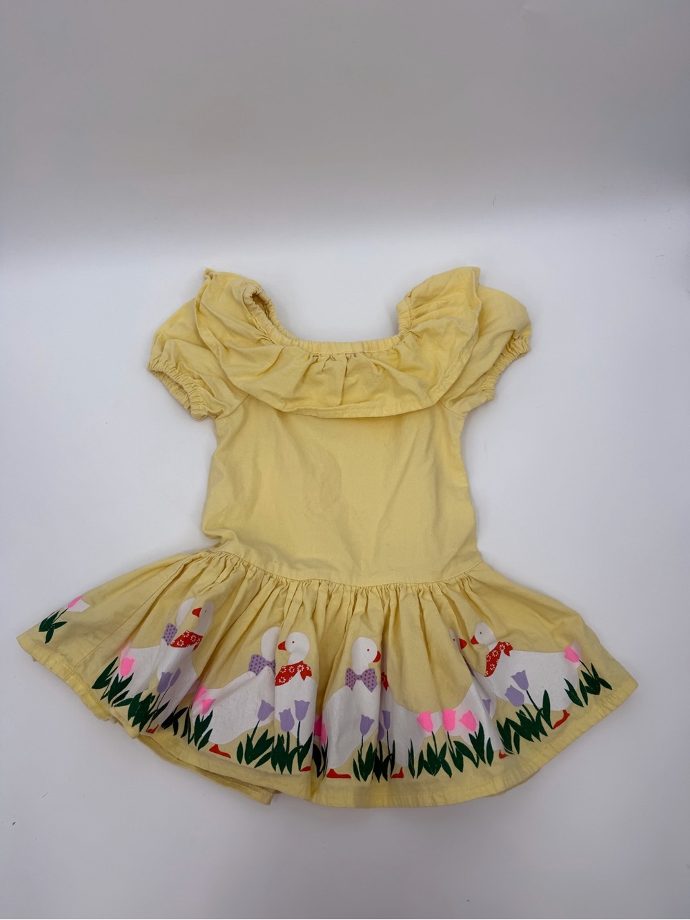 Ann Labay Originals Vintage Girls Yellow Geese Dress 3T 4T Cottagecore Ruffle - Picture 5 of 7